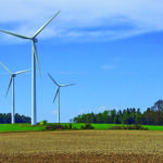 wind turbines in a field