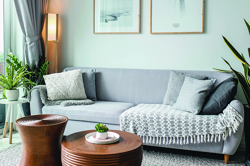 Living room sofa with coffee tables