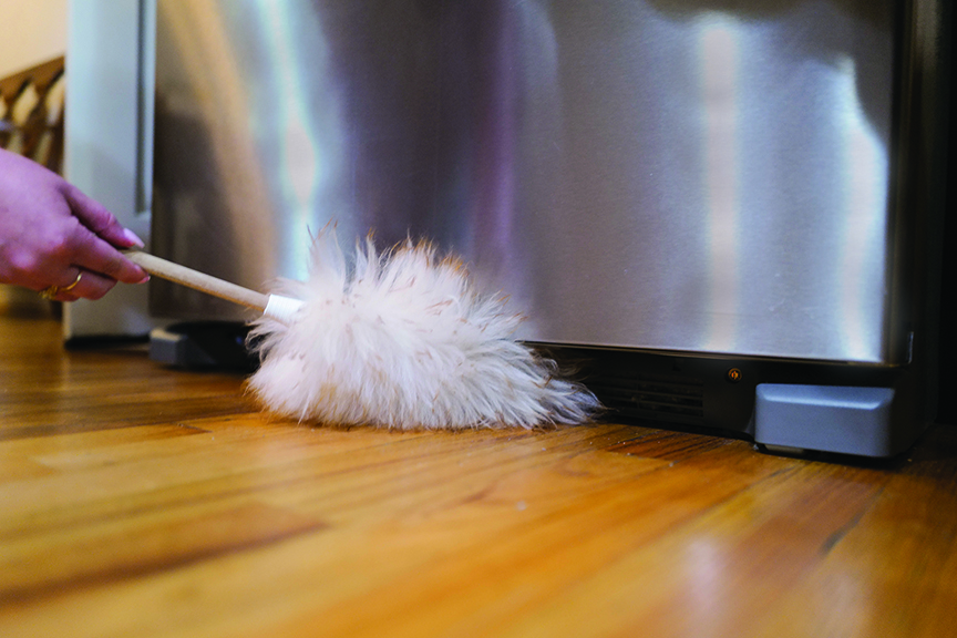 dusting vent cover under fridge