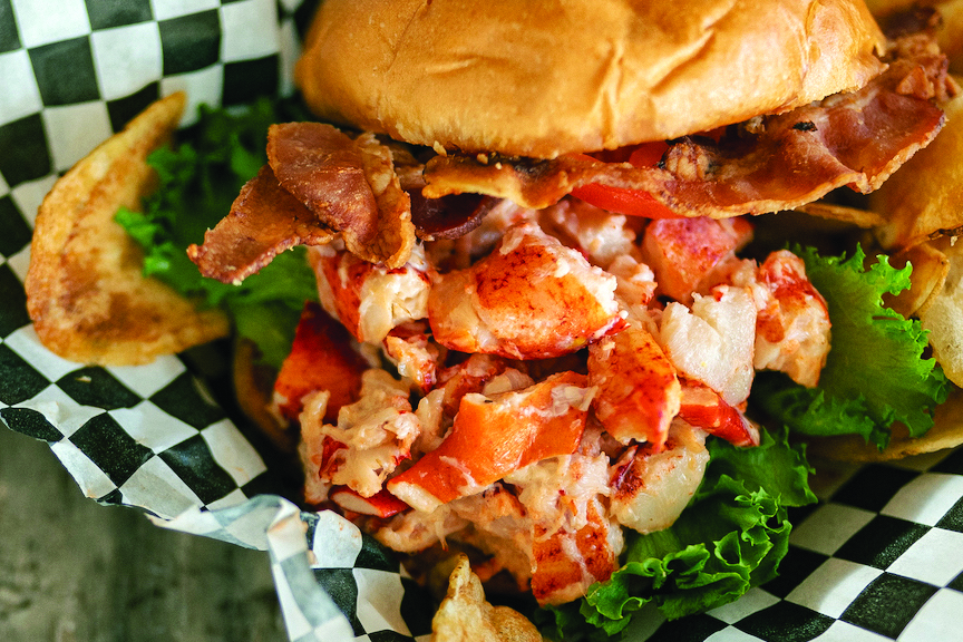 Stacked lobster BLT sandwich