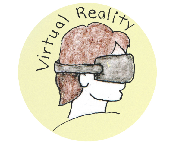 Illustration of person wearing virtual reality googles