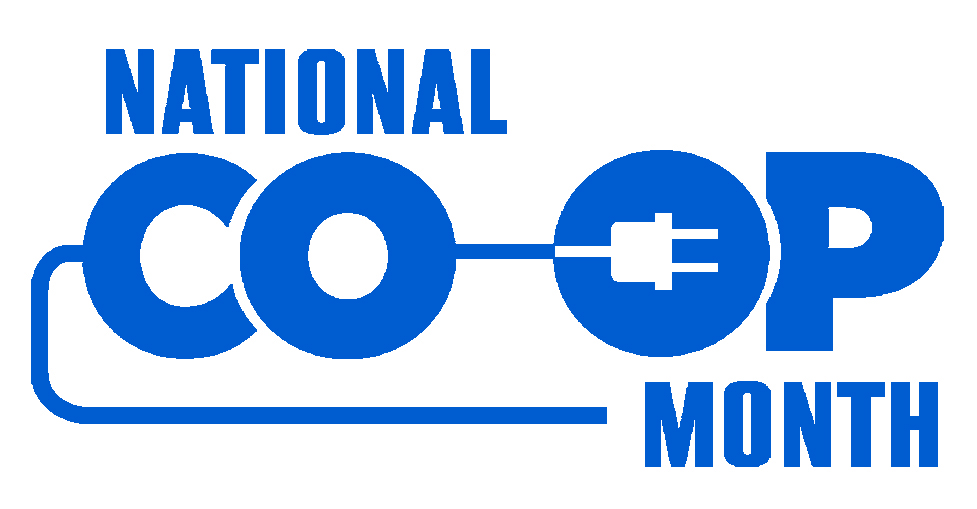Blue National Co-op Month logo