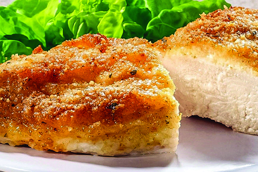 closeup of breaded chicken