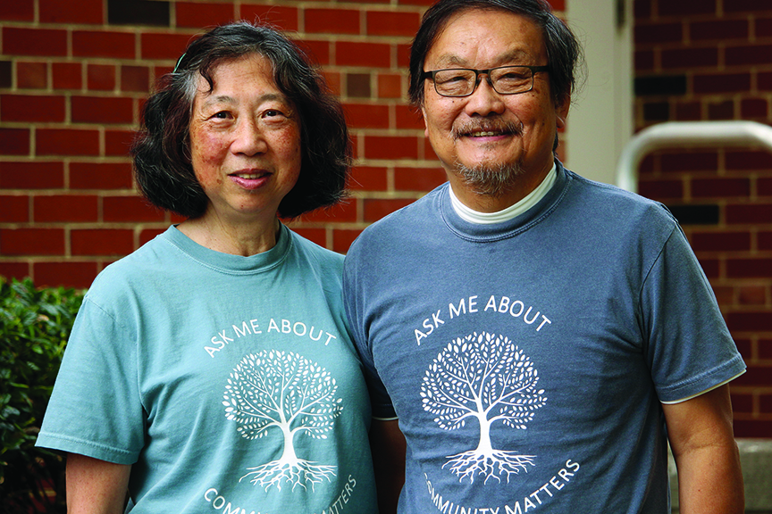Margaret and Simon Wong are pictured in their Community Matters shirts