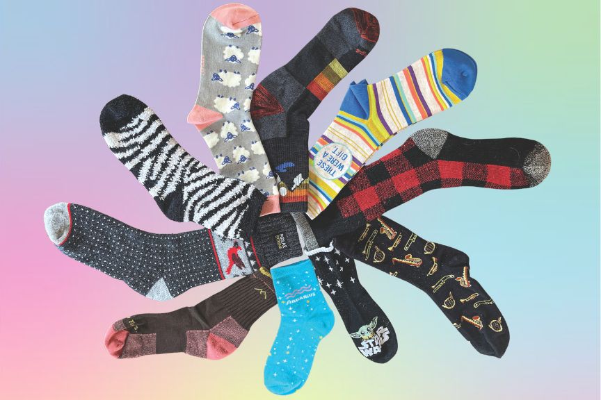 Colorful socks arranged in a circle