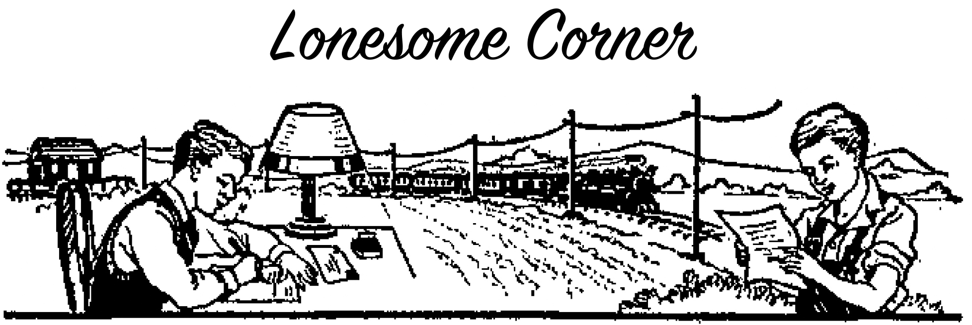 Black and white illustration depicting person writing a letter and another person reading a letter