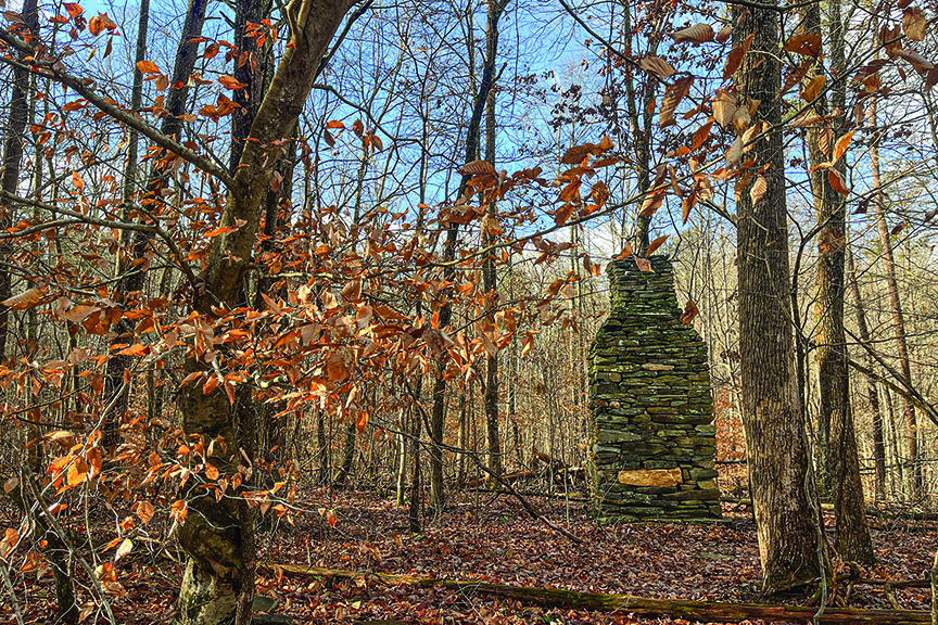 An old stone chimney at Smith Mountain Lake Park