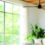 modern ceiling fan in a bright living room