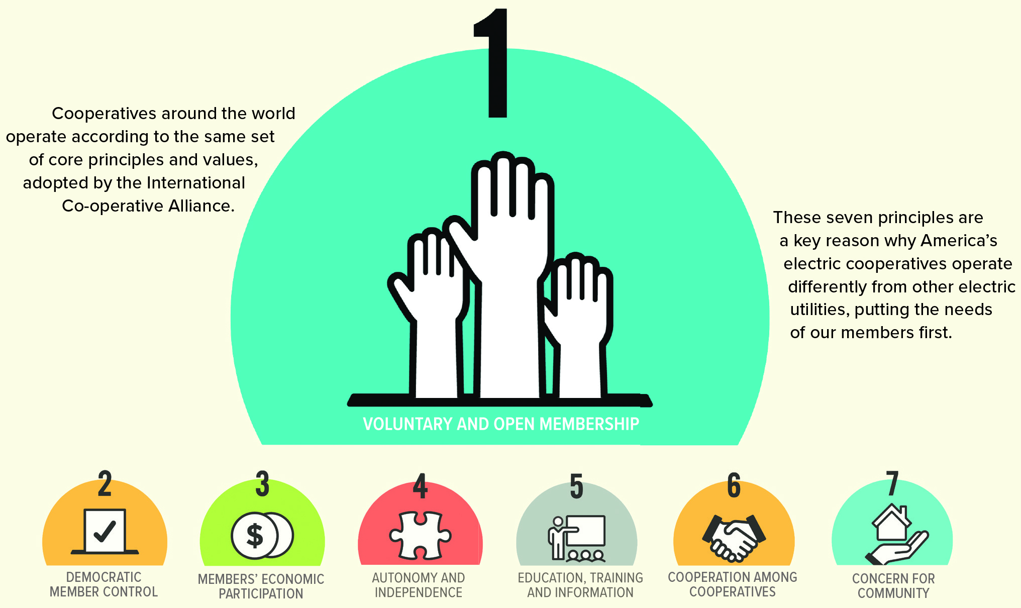 Illustration details cooperatives' seven key principles