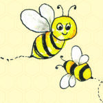 Illustration depicting two bees