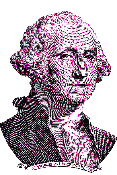 Gravure of George Washington in front of the old $1 dollar banknote