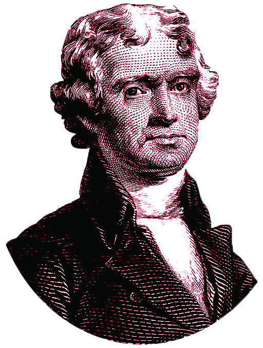 Illustrated portrait of Thomas Jefferson