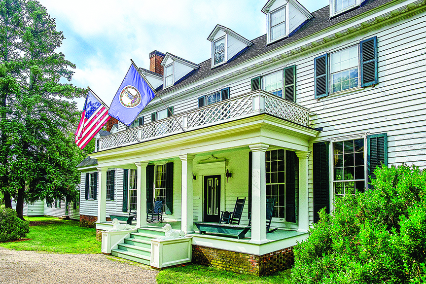 Exterior shot of plantation house at Sherwood Forest, home of John Tyler