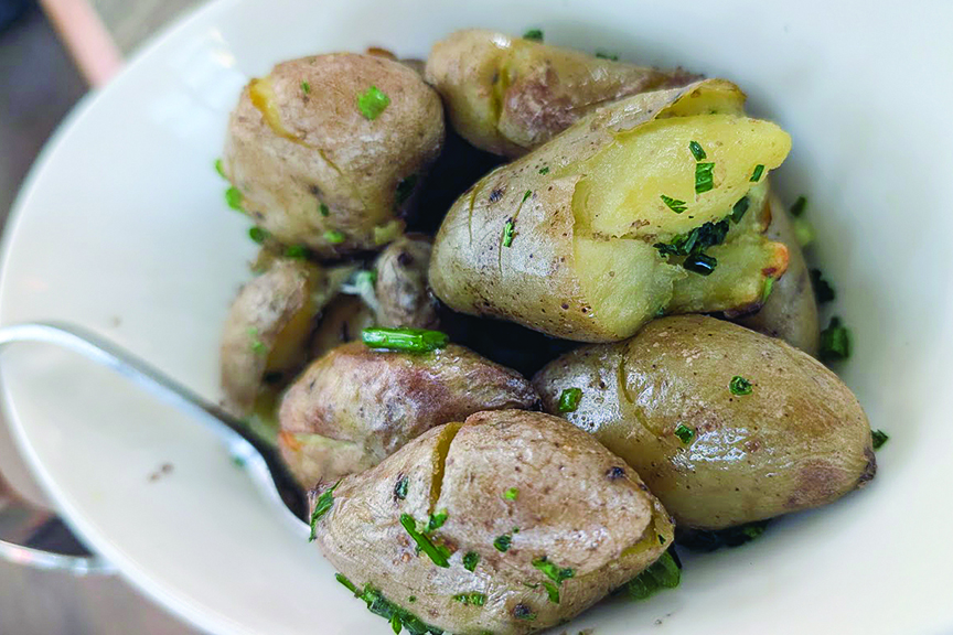 Crisped duck fat potatoes