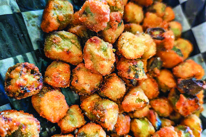 A close-up of cajun-fried okra